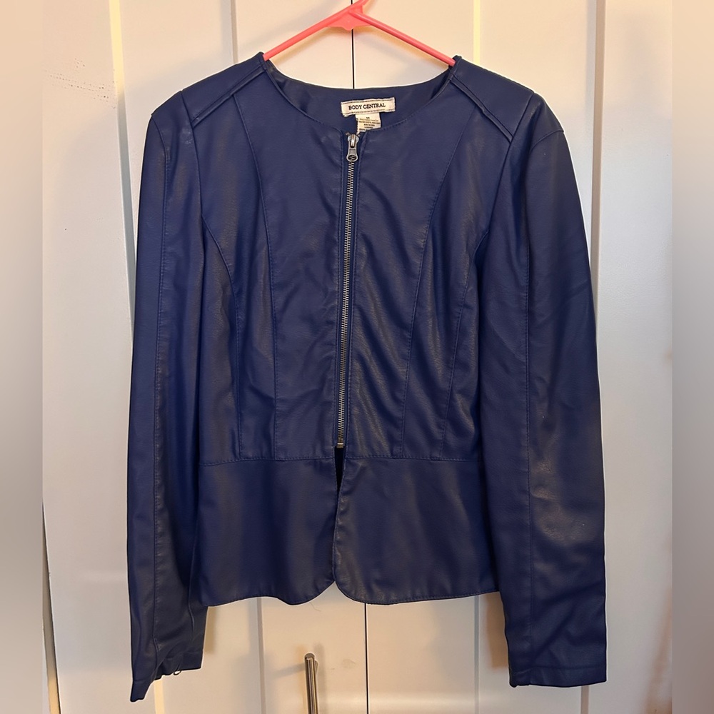 Body Central Women's Blue Leather Jacket